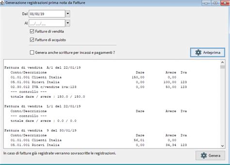 Generazione Prima Nota Da Fatture Contabilità Guida Invoicex