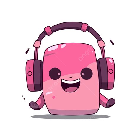 Ouça Clipart Cubo Rosa Usando Fones De Ouvido E Cantando Desenho