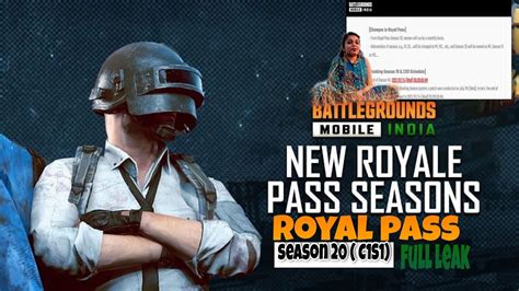 Season 20 Royal Pass Bgmibgmi Royal Pass Leak Royal Pass Update