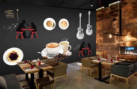 Mystic Walls MWZ3054 Cafe Coffee Couples Guitar HD 3D Wallpaper For