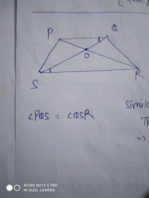 The Diagonals Of A Quadrilateral Abcd Intersect Each Other At The Point O Such That ΔaobΔboc