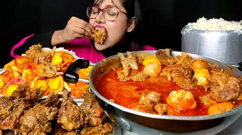 Asmr Eating Spicy Mutton Curry Spicy Egg Curry With Rice Asmr