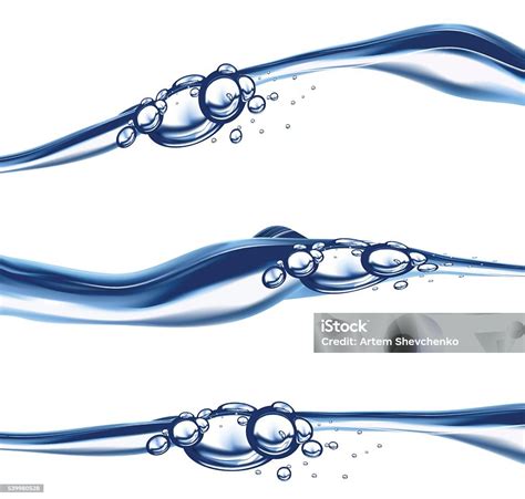 Set Of Vector Water Surface On White Background Stock Illustration