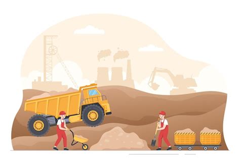 Premium Vector Mining Company With Heavy Yellow Dumper Trucks For