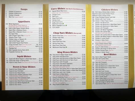 Menu at Beijing House fast food, Pontypool