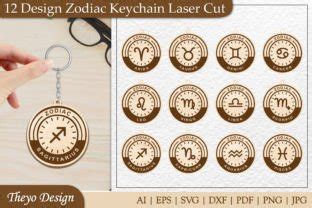 Design Zodiac Keychain Laser Cut Graphic By Theyo Design Creative