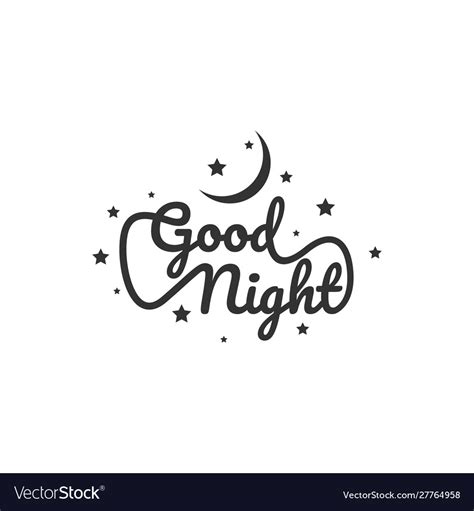 Good Night Hand Drawn Typography Poster Card Vector Image