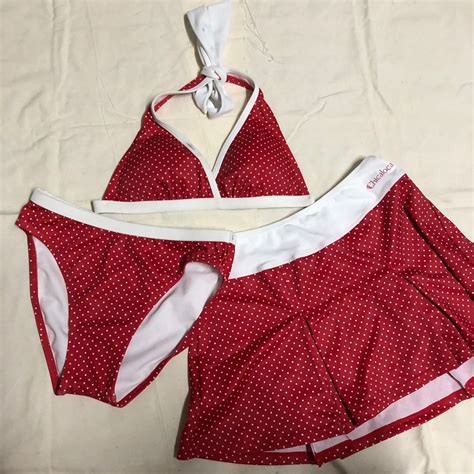 Chicaloca Red Polka Dot Bikini 2 Piece Swimsuit With Skirt Women S Fashion Swimwear Bikinis