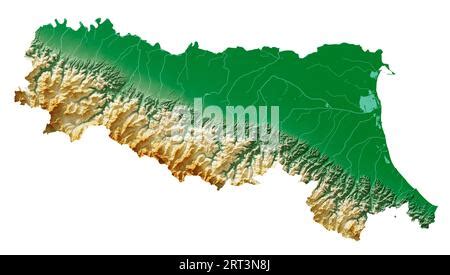 Emilia Romagna Region Of Italy Elevation Map Colored In Wiki Style