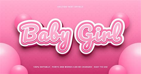 Premium Vector | Baby girl pink editable text effect.