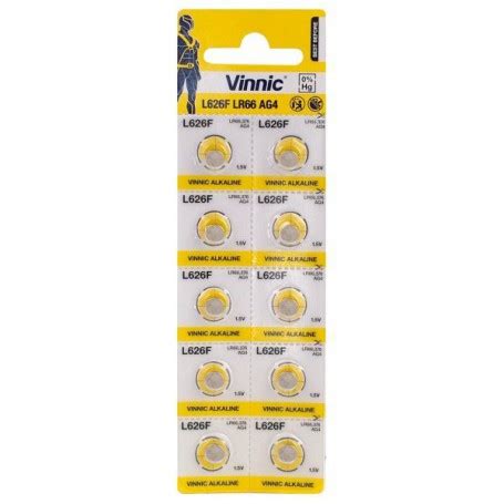 Vinnic G4 AG4 L626 SR626 377 37 1 5V Alkaline Button Cell