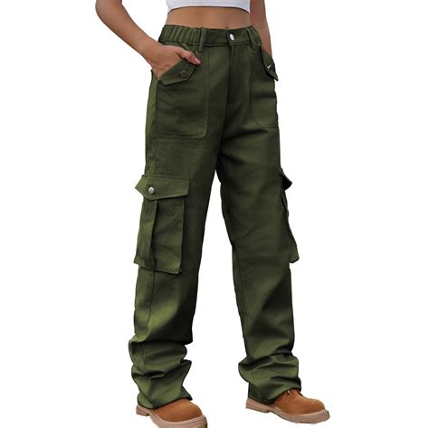 Yydgh Cargo Pants Women High Waist Stretch Cargo Pants Women Baggy Multiple Pockets Relaxed Fit