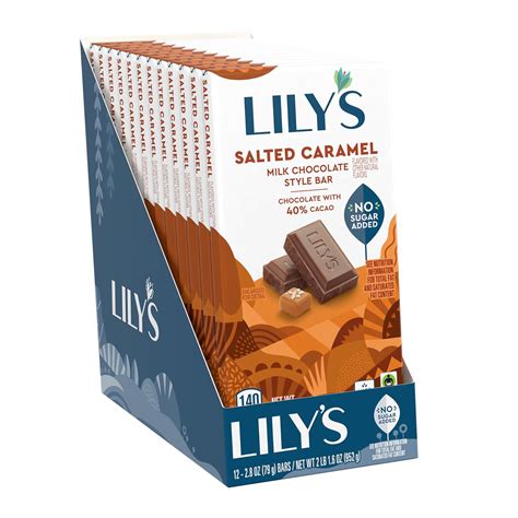 Lily S Salted Caramel Milk Chocolate Bar Stevia Sweetened Low Carb Keto Friendly Fair Trade