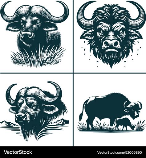 Bison buffalo silhouette svg filesbuffalo Vector Image