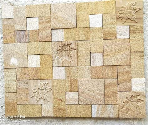 Multicolor Yellow Stone Carving Mosaic Tiles Size 600x600 Mm At Rs