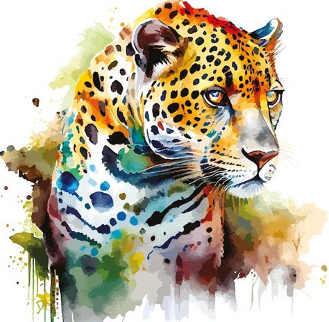 Illustrateur De Vecteur Aquarelle Jaguar Et L Opard Vecteur Premium