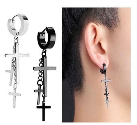 Arete Cruz Piercing Arracada 3 Cruces Hombre Mujer 2 Piezas Mercado Libre