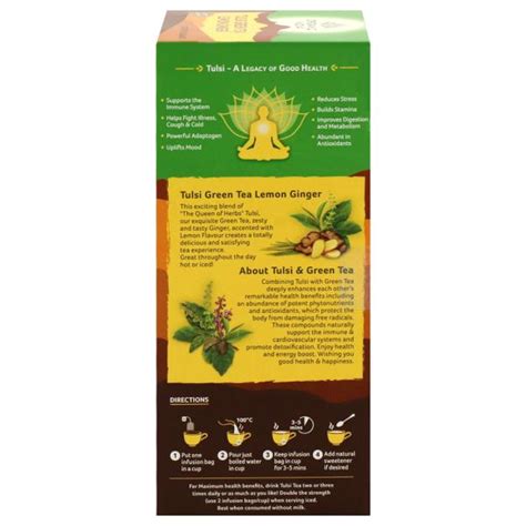 Organic India Lemon And Ginger Tulsi Green Tea Bags 25 Pcs Jiomart