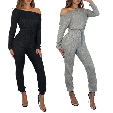 Womens Sexy Jumpsuit Trajes De Manga Larga Rompers Oto O Invierno De