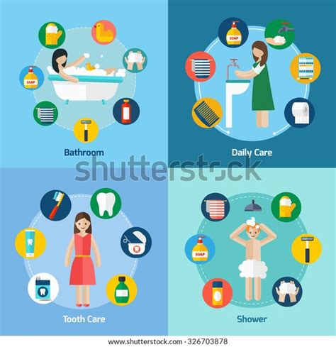 Personal Hygiene 4 Flat Icons Square Stock Vector Royalty Free 326703878