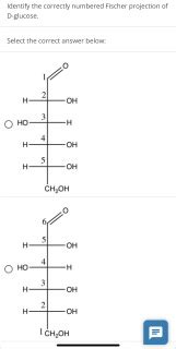 Solved identify the correctly numbered Fischer projection | Chegg.com