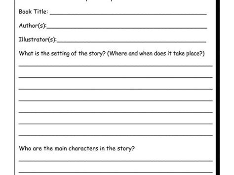 Book Review Template Elementary Free Book Report Form Williamson