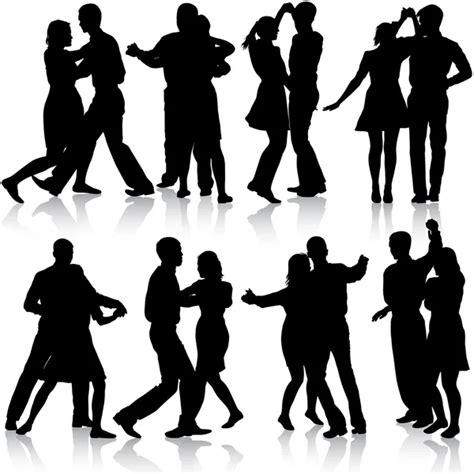 Black silhouettes Dancing on white background. Vector illustrati Stock ...