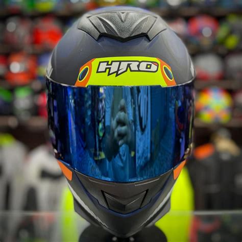 Casco Certificado Hro Chulo Azul Naranja Visor Azul