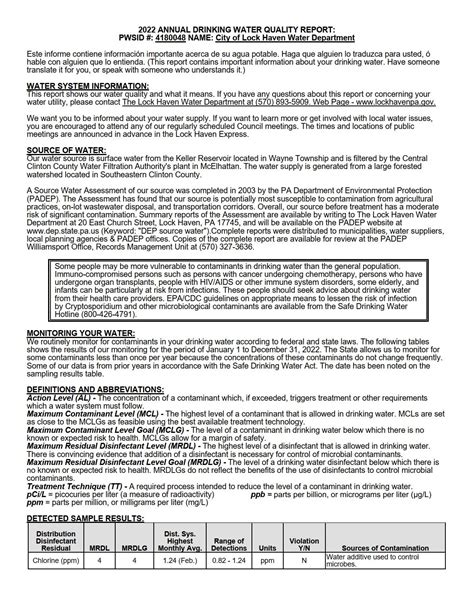 Water Quality Report City Of Lock Haven Pa