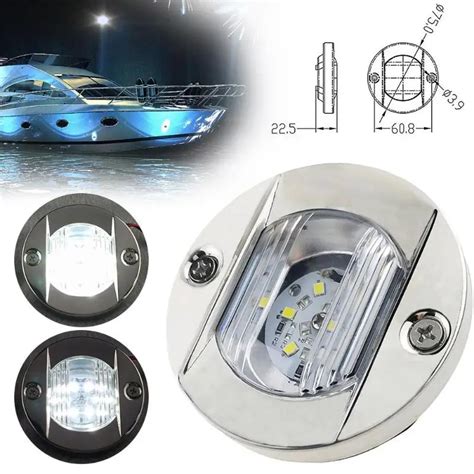 DC 12V Marine Boat Transom LED Stern Light Round 5500 6300K Stainless