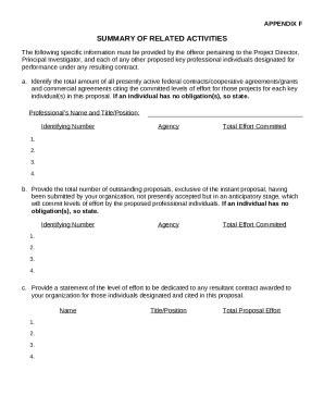 SBIR Contract Solicitation Appendix F Summary Of Related Activities