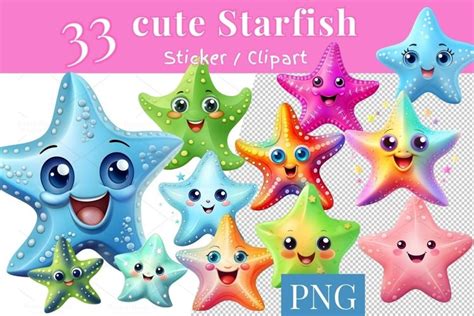 33 Digital Cute Starfish Clip Art Set Cute 2680668