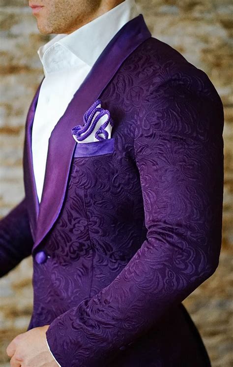 S By Sebastian Midnight Plum Paisley Dinner Jacket Wedding Suits Men