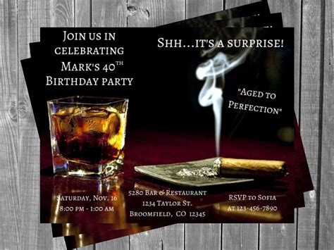 Scotch And Cigar Birthday Party Invitation Mens Birthday Etsy