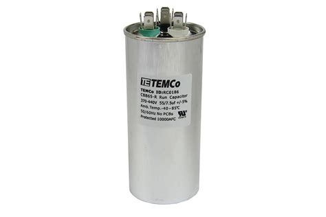 Temco Uf Mfd Vac Volts Round Dual Run Capacitor Hz