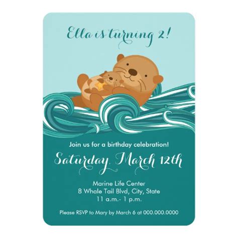 Baby Otter Birthday Party Invitation | Zazzle.com