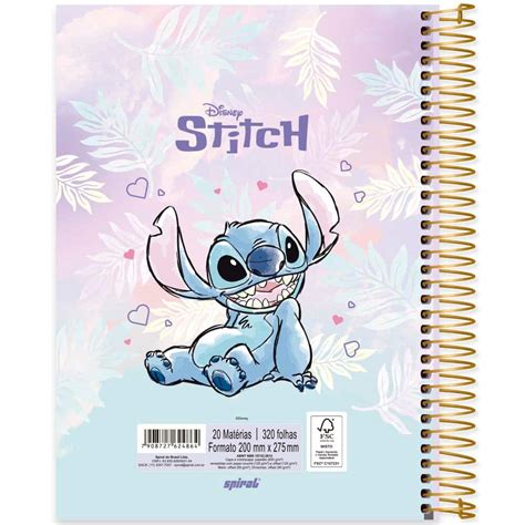 Caderno Universitário Capa Dura 20x1 320 Folhas Stitch Disney Spiral