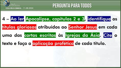 Perguntas Para A Pr Xima Ebd Igreja Crist Maranata