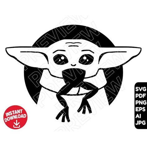 Yoda Face Black And White