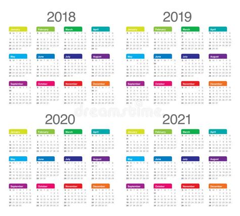 El Año 2018 2019 2020 2021 2022 2023 Hacen Calendarios Vector