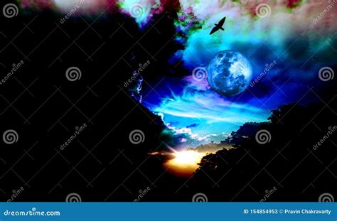 Full Moon Clouds Night Sky. Stock Image - Image of grow, aerial: 154854953