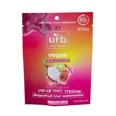 Urb Dragonfruit Kiwi Watermelon Delta Thc Vegan Gummies Mg