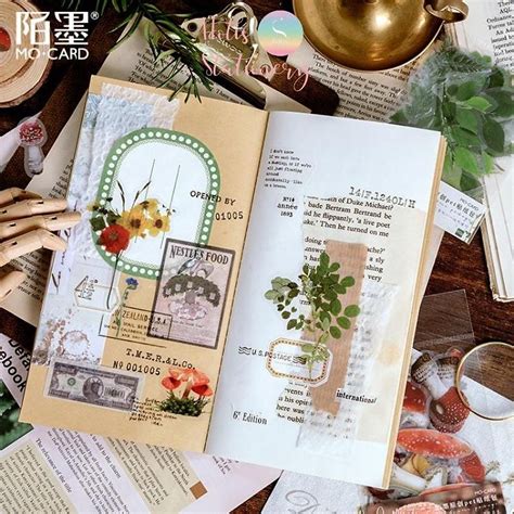 Set 40 Sticker Thực Vật Hoa Lá Trang Trí Sổ Tay Nhật Ký Sketchbook