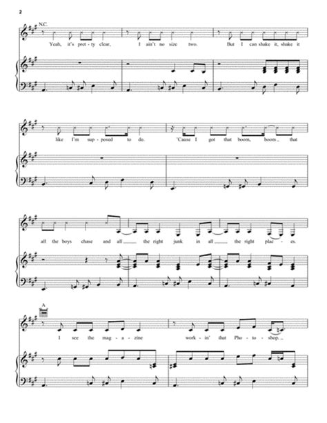 All About That Bass By Meghan Trainor Piano Vocal Guitar Digital Sheet Music Sheet Music