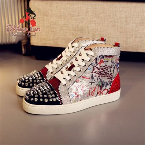 Devine Lux Glitter Lace Up Red Bottoms Shoes For Man Sneakers Leather