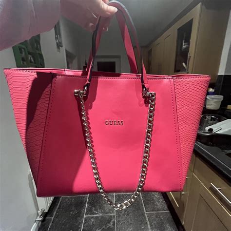 Elegant Bright Pink Guess Leather Bag Suits For Depop