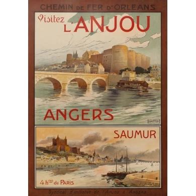 Affiche Ancienne Visitez L Anjou Angers Saumur D A Dubos 1910