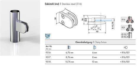 Klemmbefestigungen Halbrunde Form Modell X Mm Glaszentrum