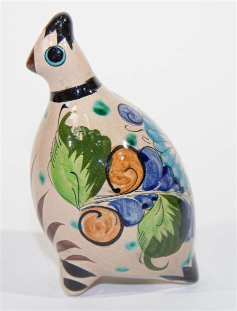 Mexican Vintage Ken Edwards Tonala Pottery Hand Painted Quail Bird For