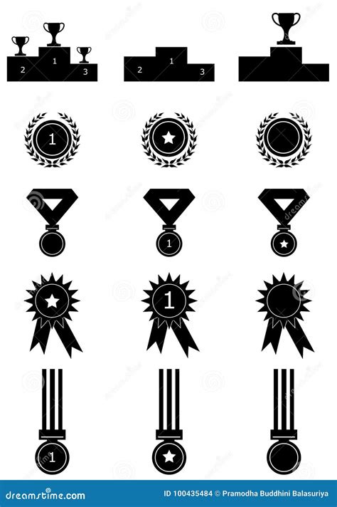 Iconos De Los Premios De Las Medallas Fijados Ilustración Del Vector